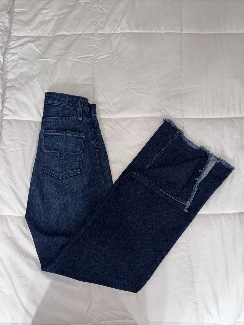 Kimes Ranch Dark Indigo Raw Hem Cropped Jeans